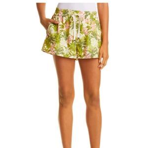 Cami NYC Jillian Elastic Drawstring Lined Floral Short Size Small 100% Linen